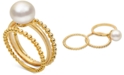 Macy's 3-Pc. Set Cultured Freshwater Pearl (8-1/2mm) Stack Rings in 14k Gold-Plated Sterling Silver